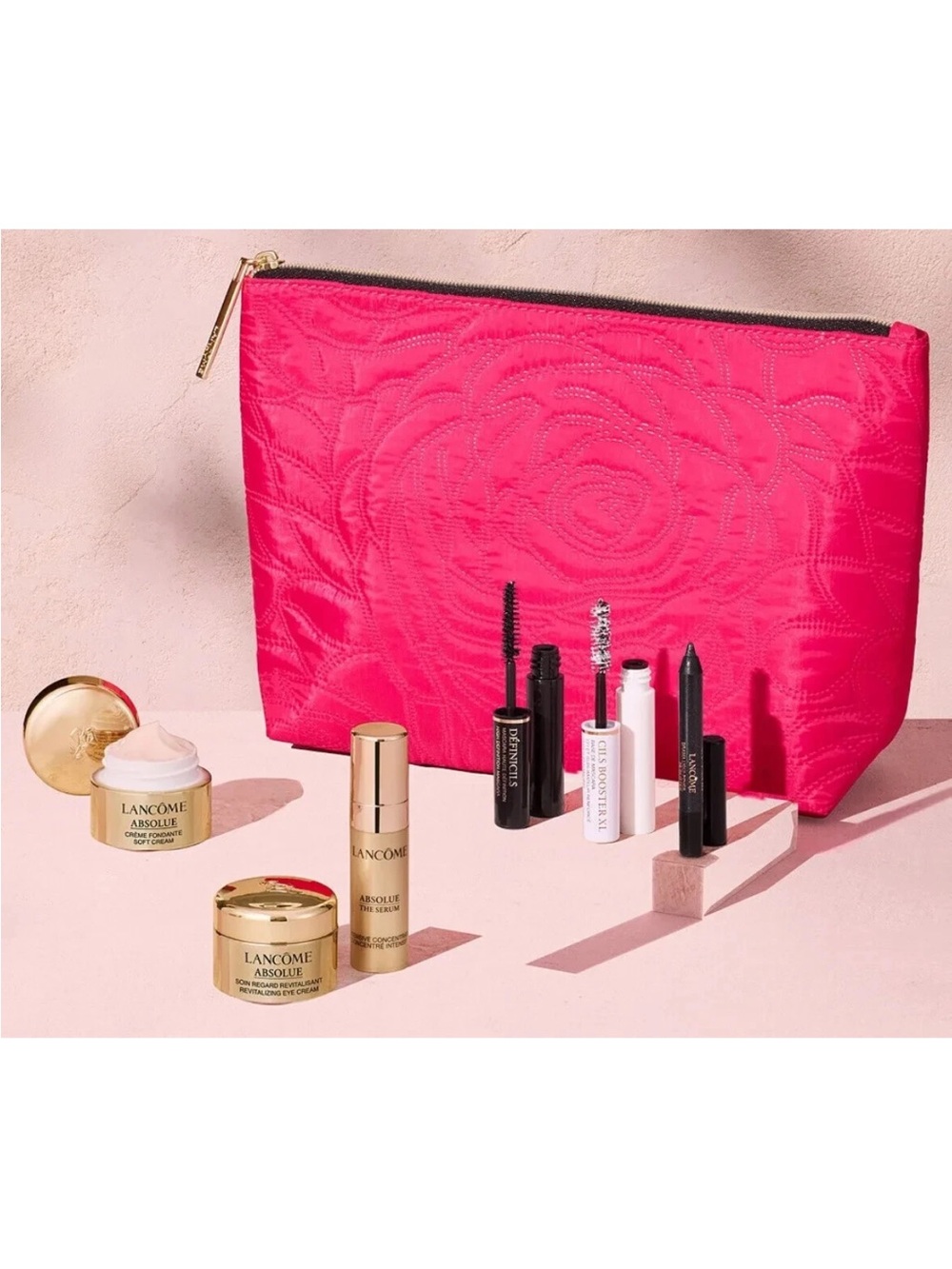 Lancome 6 Pcs Gift Set - Absolue Face & Eye Cream, Serum, Mascara,  Bag SEALED